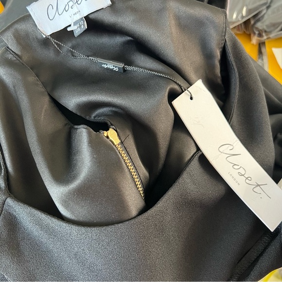 NWT Closet London Black Sleeveless Pencil Dress Pleated Ruched Midi Bodycon 8 - Picture 10 of 10